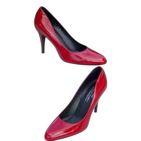 Donald Pliner Antique Red Patent Leather Shoe New Pump Flexible Sole $275 NIB